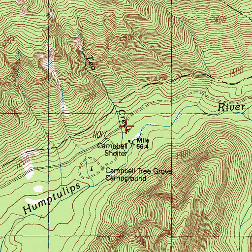 Topographic Map of Campell Shelter, WA