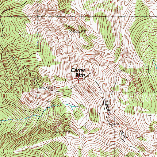 Topographic Map of Carne Mountain, WA