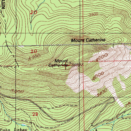 Topographic Map of Mount Catherine, WA