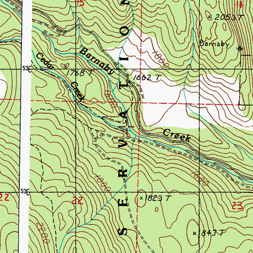 Topographic Map of Cedar Creek, WA