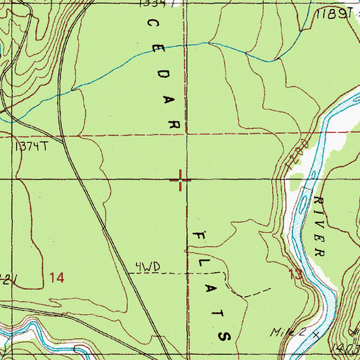 Topographic Map of Cedar Flats, WA