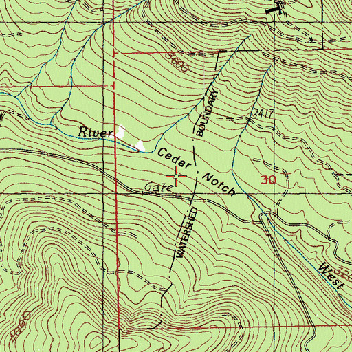 Topographic Map of Cedar Notch, WA
