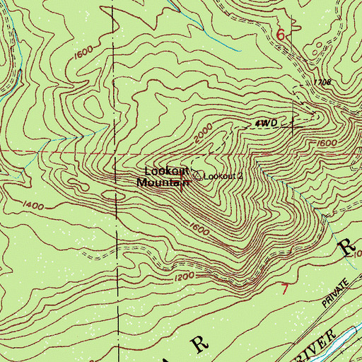 Topographic Map of Cedar Point Lookout, WA