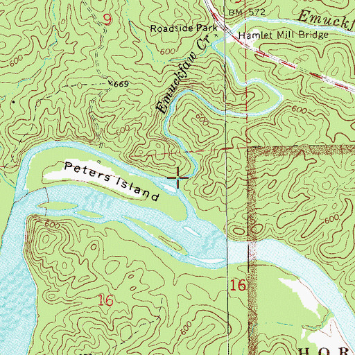 Topographic Map of Emuckfaw Creek, AL