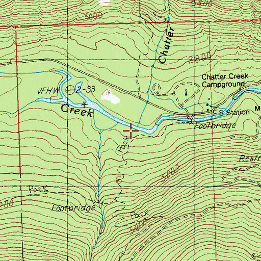 Topographic Map of Chatter Creek, WA