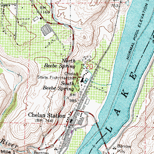 Topographic Map of Chelan State Fish Hatchery, WA