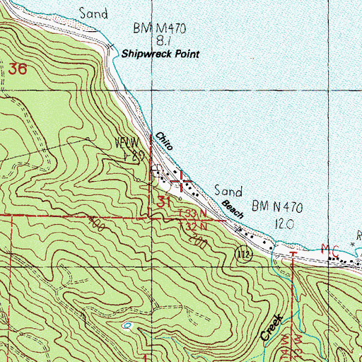 Topographic Map of Chito Beach, WA