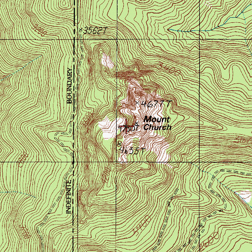 Topographic Map of Mount Church, WA