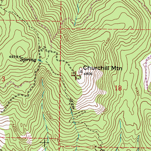 Topographic Map of Churchill Mountain, WA