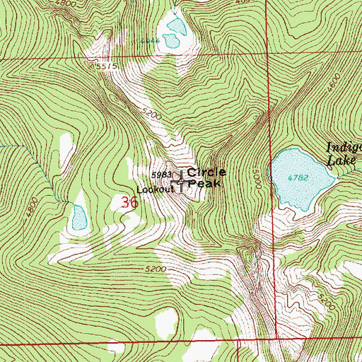 Topographic Map of Circle Peak, WA