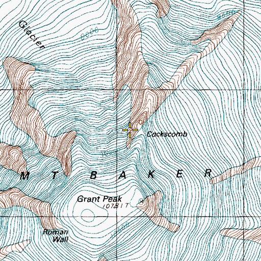 Topographic Map of Cockscomb, WA