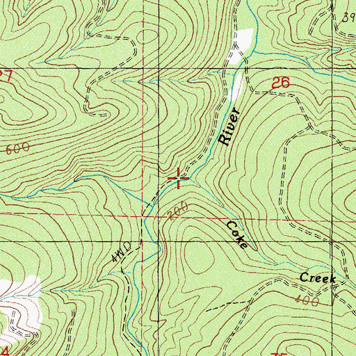 Topographic Map of Coke Creek, WA
