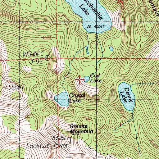 Topographic Map of Cad Lake, WA