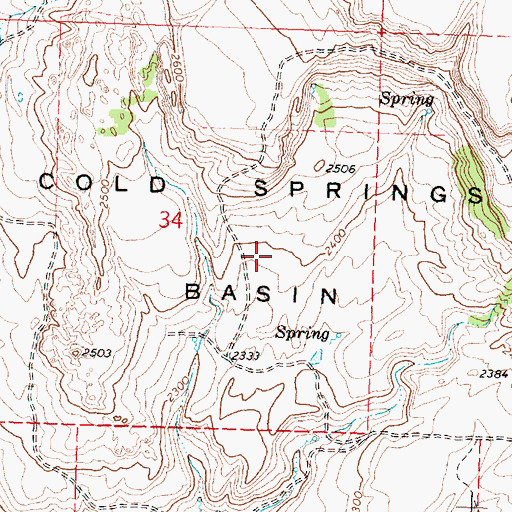 Topographic Map of Cold Springs Basin, WA