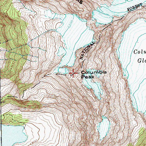 Topographic Map of Columbia Peak, WA