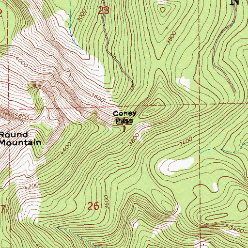 Topographic Map of Coney Pass, WA