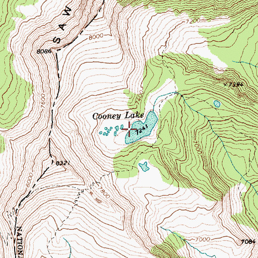 Topographic Map of Cooney Lake, WA