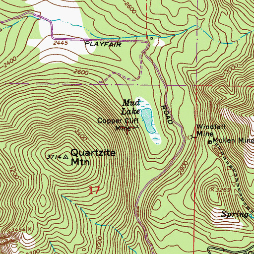 Topographic Map of Copper Cliff Mine, WA