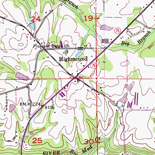 Topographic Map of Highmound, AL