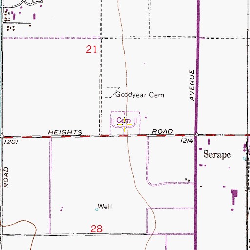 Topographic Map of Valley of the Sun Cemetery, AZ
