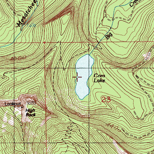 Topographic Map of Cora Lake, WA