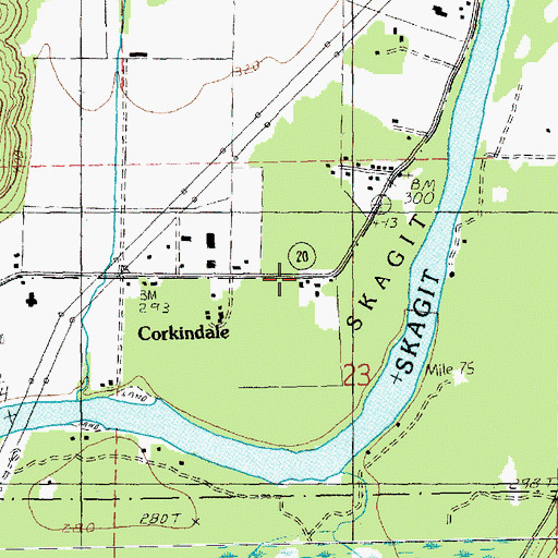 Topographic Map of Corkindale, WA