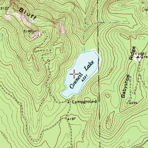 Topographic Map of Council Lake, WA