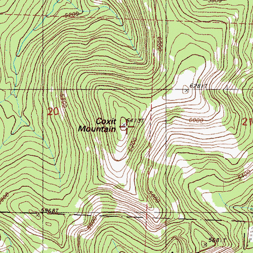 Topographic Map of Coxit Mountain, WA