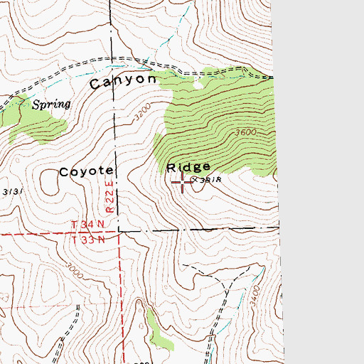 Topographic Map of Coyote Ridge, WA