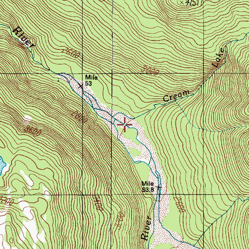 Topographic Map of Cream Lake Creek, WA