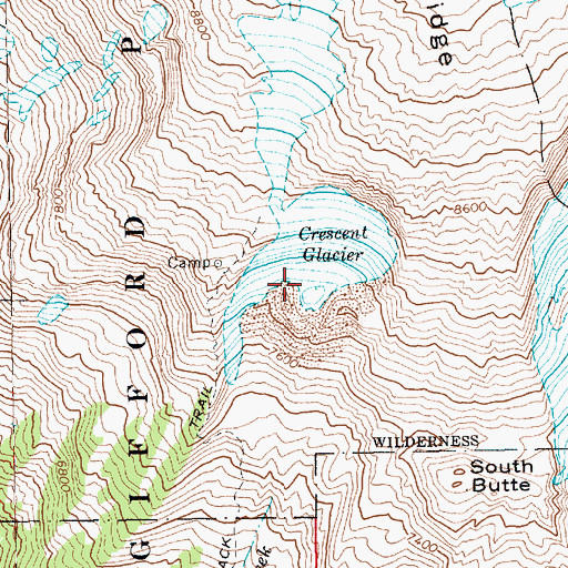 Topographic Map of Crescent Glacier, WA