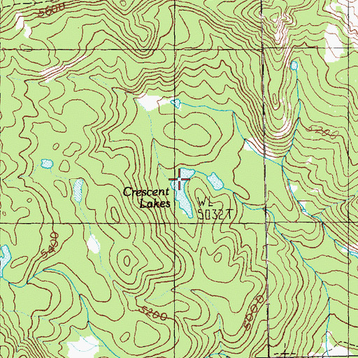 Topographic Map of Crescent Lakes, WA