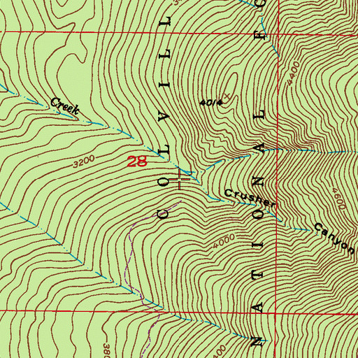 Topographic Map of Crusher Canyon, WA