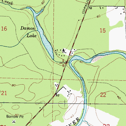 Topographic Map of Damon Creek, WA