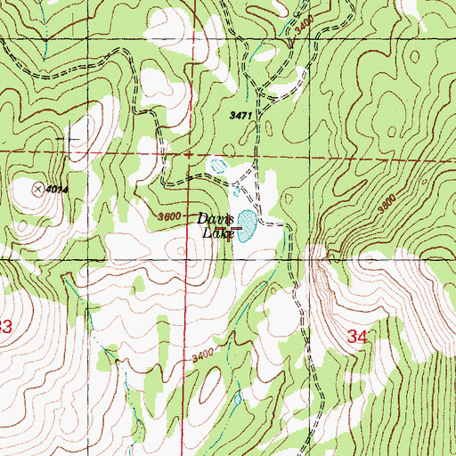 Topographic Map of Davis Lake, WA