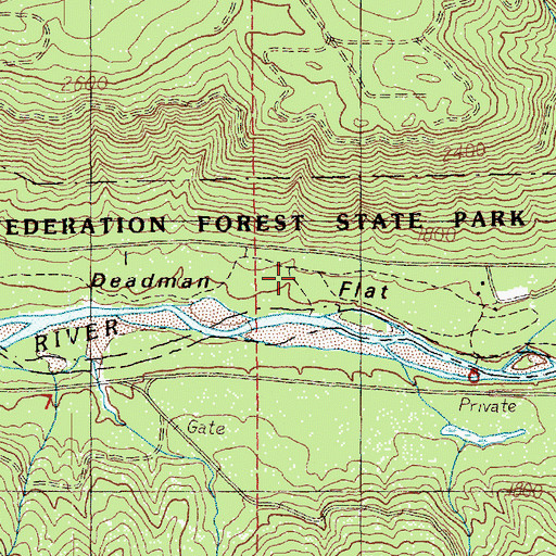 Topographic Map of Deadman Flat, WA