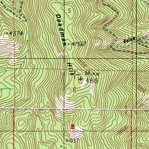 Topographic Map of Deadman Hill, WA