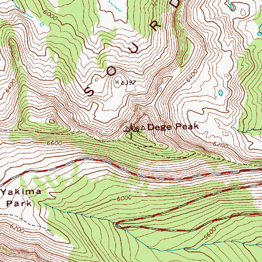Topographic Map of Dege Peak, WA
