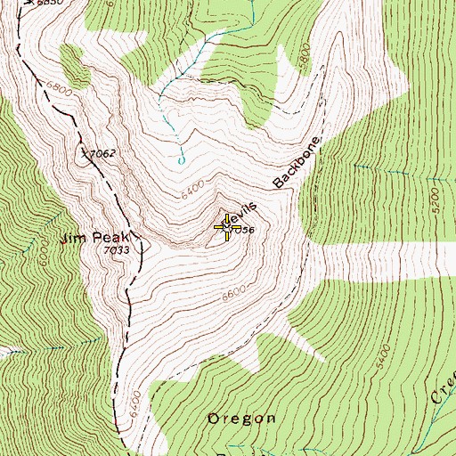 Topographic Map of Devils Backbone, WA