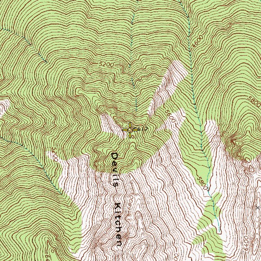 Topographic Map of Devils Kitchen, WA
