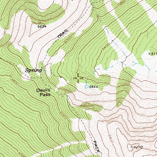 Topographic Map of Devils Pass, WA