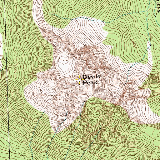 Topographic Map of Devils Peak, WA