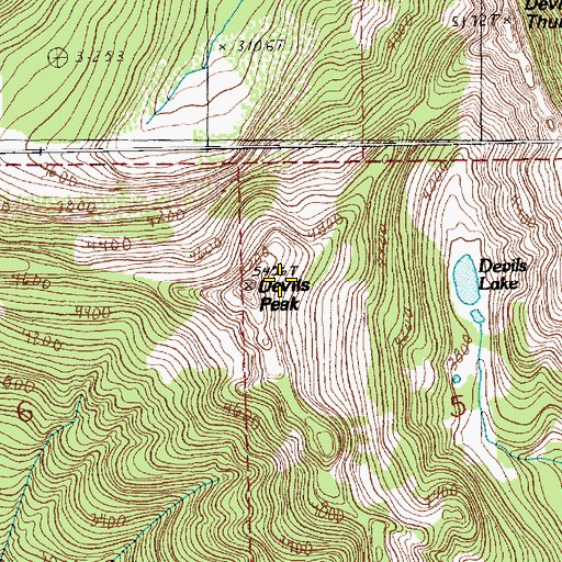 Topographic Map of Devils Peak, WA