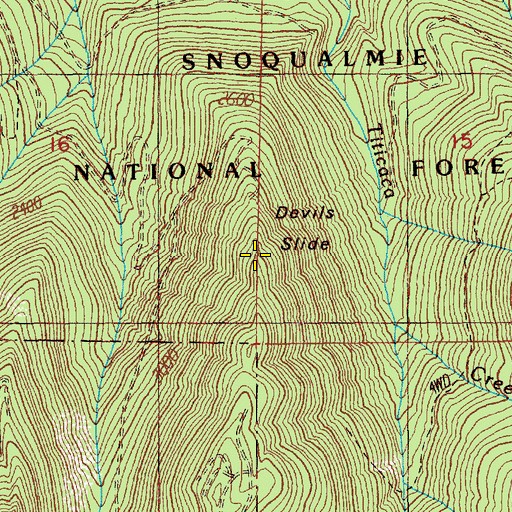 Topographic Map of Devils Slide, WA