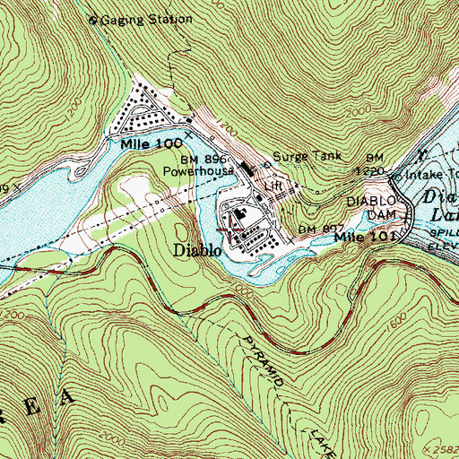 Topographic Map of Diablo, WA