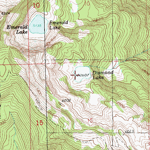 Topographic Map of Diamond Lake, WA