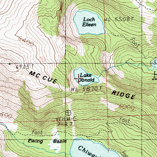 Topographic Map of Lake Donald, WA