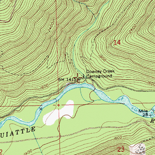 Topographic Map of Downey Creek Campground, WA