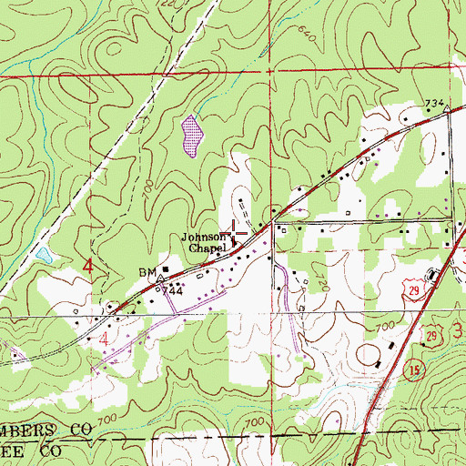 Topographic Map of Johnson Chapel Baptist Church, AL