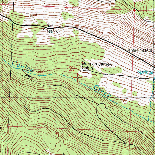 Topographic Map of Duncan James Cabin, WA